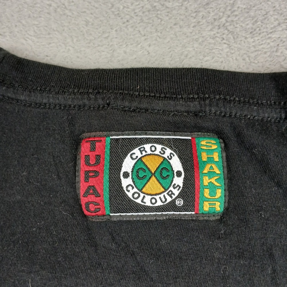Cross Colours 2Pac T-Shirt Mens Large Black Hip Hop Graphic Tee Streetwear Y2k - Picture 10 of 11